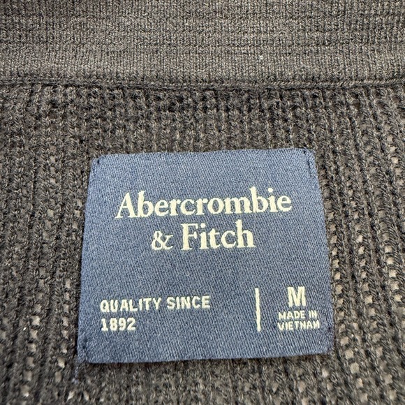 Abercrombie & Fitch Polo Men Medium Black Johnny Collar Stitch Knit Resort Party - Picture 3 of 8